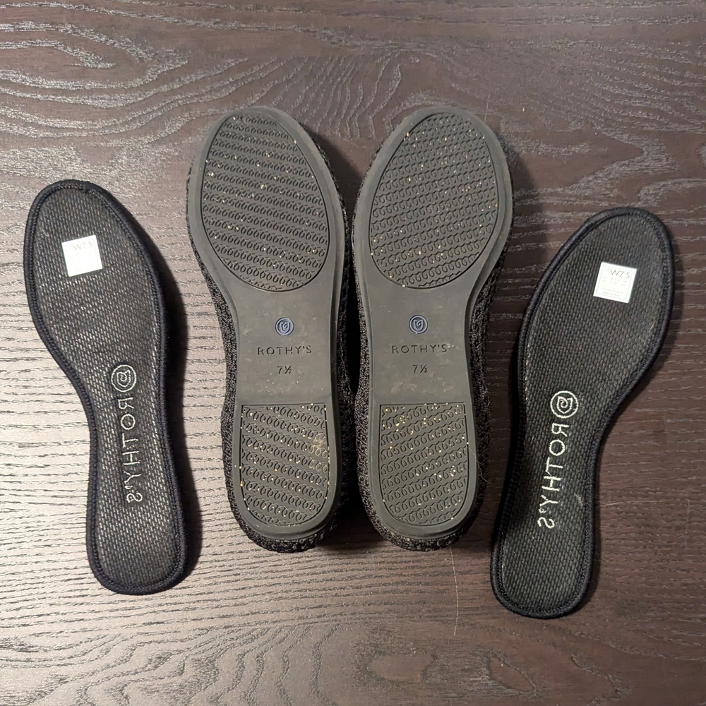 Rothy's 7.5 Women's Black Waffle Weave Flats, The Flat - Picture 12 of 13